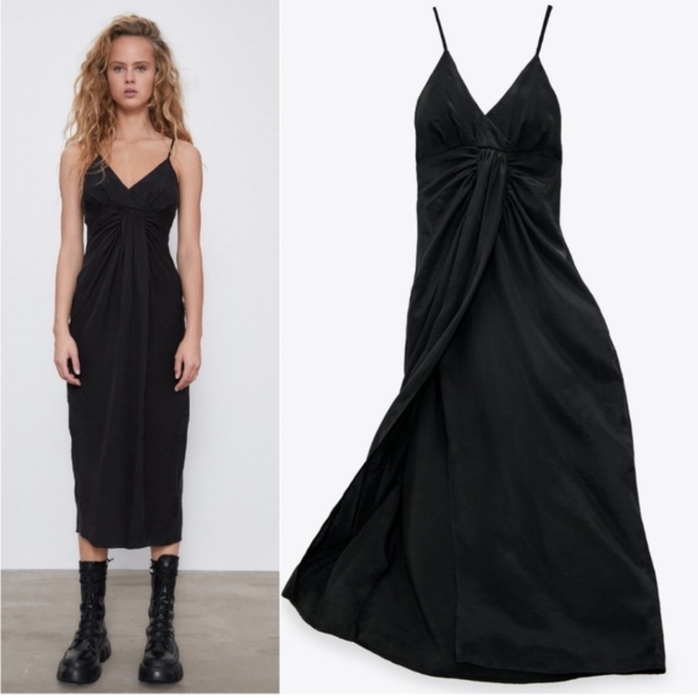 Vintage LEON MAX Black MIDI Silk Vintage Slip Dress